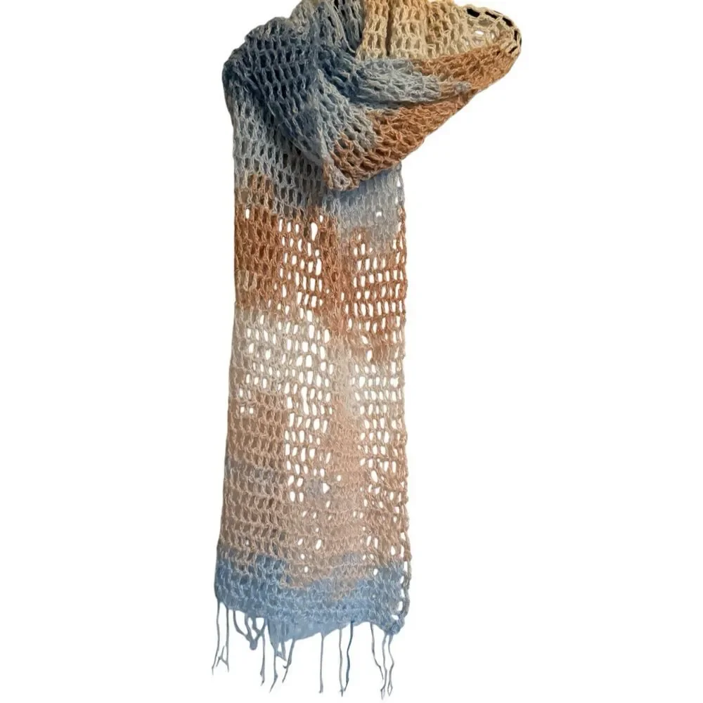 Handmade Crochet Scarf 24x72‎ Cozy Beachy Cruise Boho